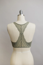 Load image into Gallery viewer, Sage - Seamless Front Lace Racerback Bralette