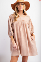 Load image into Gallery viewer, Almond - Mineral Washed Cotton Gauze Tunic Dress