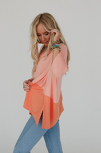 Load image into Gallery viewer, Coffee Sunsets V Neck Top - Dark Peach Tangerine