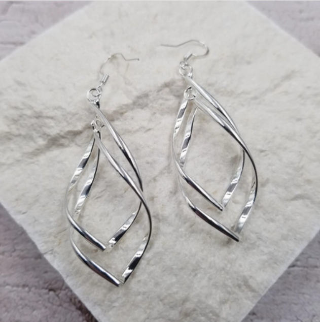 Abstract Geometric Silver Earrings
