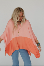 Load image into Gallery viewer, Coffee Sunsets V Neck Top - Dark Peach Tangerine