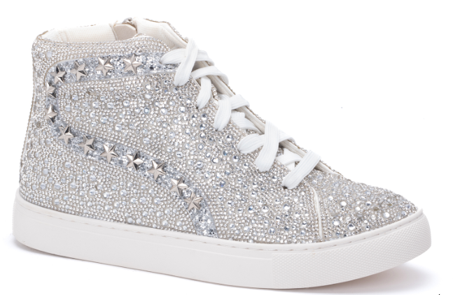 Flashy Clear Rhinestones High Top Sneaker by Corkys - ONLY SIZE REMAINING: SIZE 7
