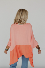 Load image into Gallery viewer, Coffee Sunsets V Neck Top - Dark Peach Tangerine