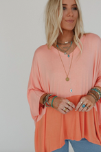 Load image into Gallery viewer, Coffee Sunsets V Neck Top - Dark Peach Tangerine