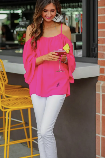 Charlotte Cold Shoulder Top - Pink – Angie Brooke Boutique