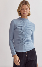 Load image into Gallery viewer, Shirred Detail Ribbed Top - Blue Blush