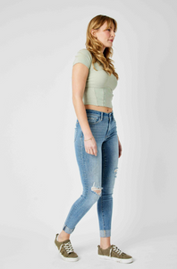 Judy Blue Mid Rise Destroyed Skinny Fit Jeans