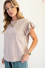 Load image into Gallery viewer, Mushroom - Wing Sleeves Cotton Slub Mineral Washed Knit Top
