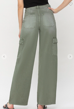 Load image into Gallery viewer, Olivia - High Rise Utility Cargo Wide Leg Jean - Army Green