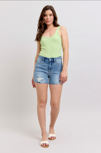 Judy Blue High Waist Shorts with Stitch Over Destroy Detail