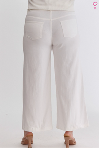 High Waist Wide Leg Pants - White - Regular & Plus Sizes