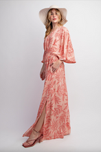 Load image into Gallery viewer, Peach Smoothie - Leaf Printed Laura Linen Maxi Dress
