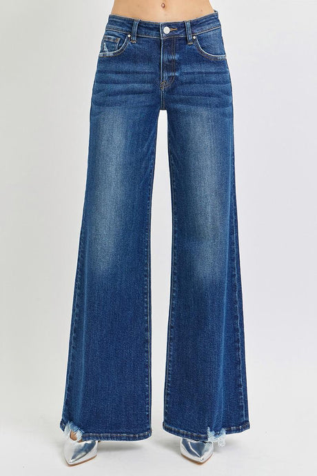 Mid Rise Wide Leg Jeans