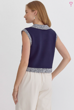 Load image into Gallery viewer, Navy Cropped Sleeveless Top