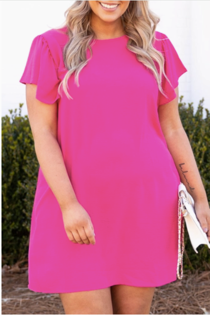 Ruffle Sleeve Mini Dress - Plus Size