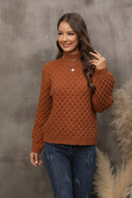 Load image into Gallery viewer, Honeycomb Mock Neck Knit Sweater