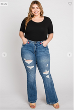 Load image into Gallery viewer, Mid Rise Stretch Flare with Trouser Hem - Plus Size