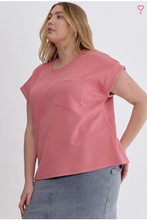 Load image into Gallery viewer, Textured Short Sleeve Top - Coral Pink - Regular &amp; Plus Size