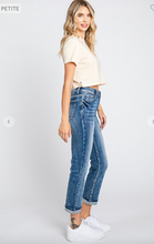 Load image into Gallery viewer, PETITE High Rise Straight Fit Jeans with Cuffed Hem