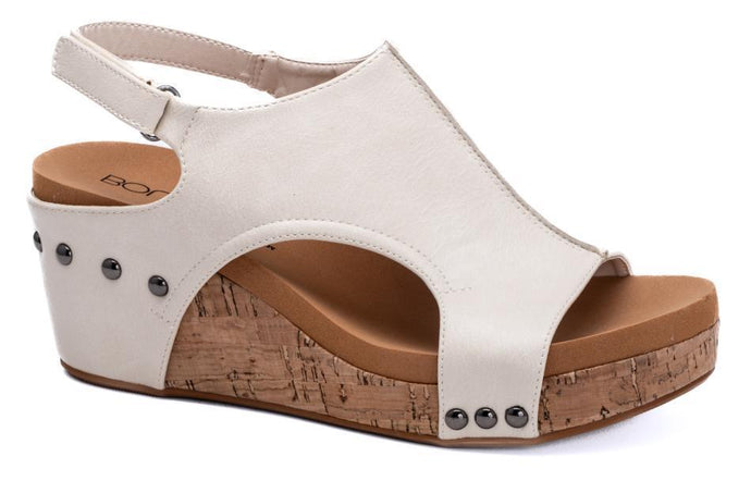 Cream Carley Wedge Sandals by Corkys