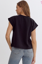 Load image into Gallery viewer, Textured Short Sleeve Top - Black - Regular &amp; Plus Size