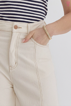 Load image into Gallery viewer, Ivory Denim High Waisted Wide Leg Bottoms