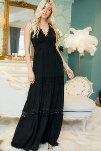 Black - Surplus Crochet Lace Woven Maxi Dress