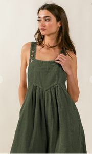 Vintage Washed Corduroy Wide Leg Overalls - Available in 4 Colors