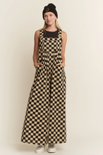Load image into Gallery viewer, Checkered WIde Leg Overalls - Black/Mocha - Regular &amp; Plus Sizes