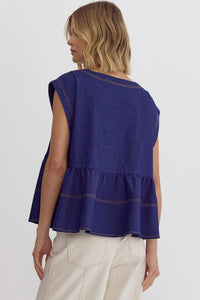 Indigo Peplum Top