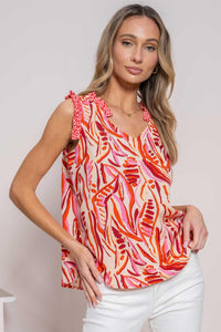 Ruffle Detailed Mixed Print Top