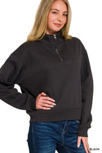 Load image into Gallery viewer, Black - Half Zip Fleece Sweatshirt