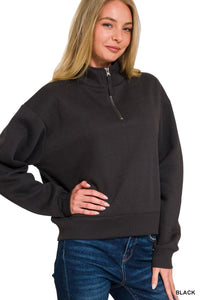 Black - Half Zip Fleece Sweatshirt