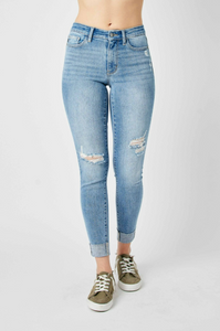 Judy Blue Mid Rise Destroyed Skinny Fit Jeans