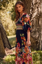 Load image into Gallery viewer, Floral Border Printed Maxi Dress - Navy Multi - Plus Size