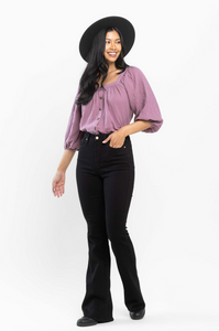 Judy Blues Tummy Control Cut Hem Flare