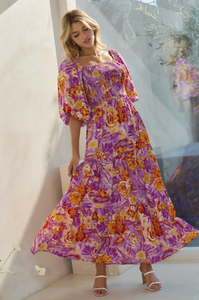 Dahlia Garden - Printed Maxi Dress - Plus Size