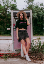 Load image into Gallery viewer, Black - 3D &quot;Cowgirl&quot; Sequin Embroidered Tee