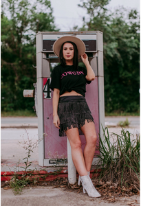 Black - 3D "Cowgirl" Sequin Embroidered Tee