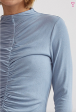 Load image into Gallery viewer, Shirred Detail Ribbed Top - Blue Blush