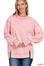 Load image into Gallery viewer, Acid Wash Exposed Seam Sweatshirt - Dark Pink