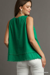 Emerald Green - Linen Blend Sleeveless Top