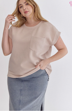 Load image into Gallery viewer, Textured Short Sleeve Top - Light Taupe - Regular &amp; Plus Size