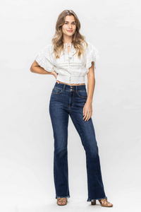 Judy Blue High Waist Vintage Frayed Hem Bootcut Jeans