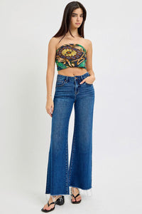 Mid Rise Tummy Control Wide Leg Jeans - Plus Size