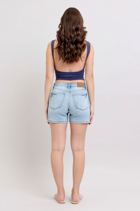 Judy Blue Mid Rise Vintage Wash Dad Shorts