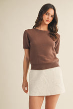Load image into Gallery viewer, Mocha - Short Sleeve Crew Neck Sweater