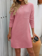 Load image into Gallery viewer, Pink - Textured Stripe Pattern T-Shirt Dress