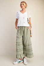 Load image into Gallery viewer, Washed Terry Tiered Ruffled Wide Leg Pants