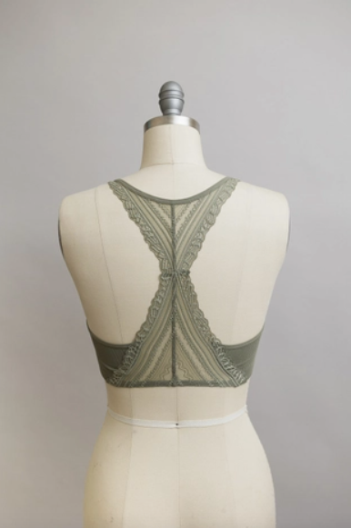 Sage - Seamless Front Lace Racerback Bralette